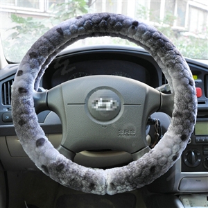 High Quality Snake Print Winter Plush Car Steering Wheel Covers 15 inch 38CM - Gray