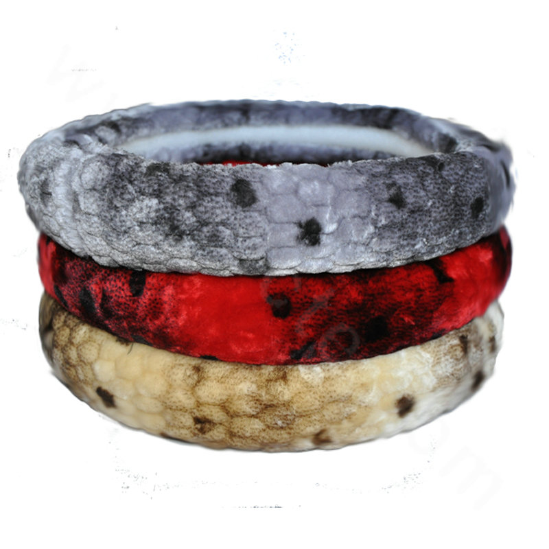 High Quality Snake Print Winter Plush Car Steering Wheel Covers 15 inch 38CM - Red