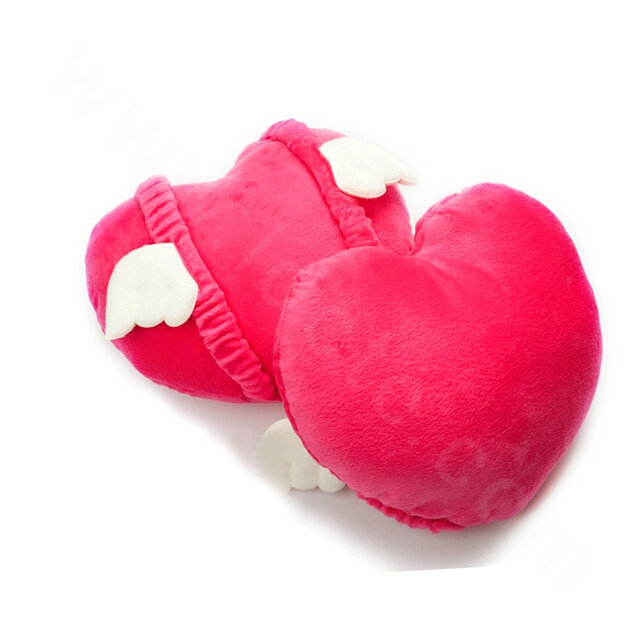 High Quality Women Heart Angel Plush Auto Neck Safety Pillow Car Accessories 2pcs - Rose
