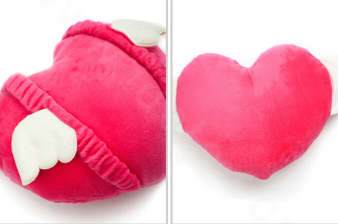 High Quality Women Heart Angel Plush Auto Neck Safety Pillow Car Accessories 2pcs - Rose