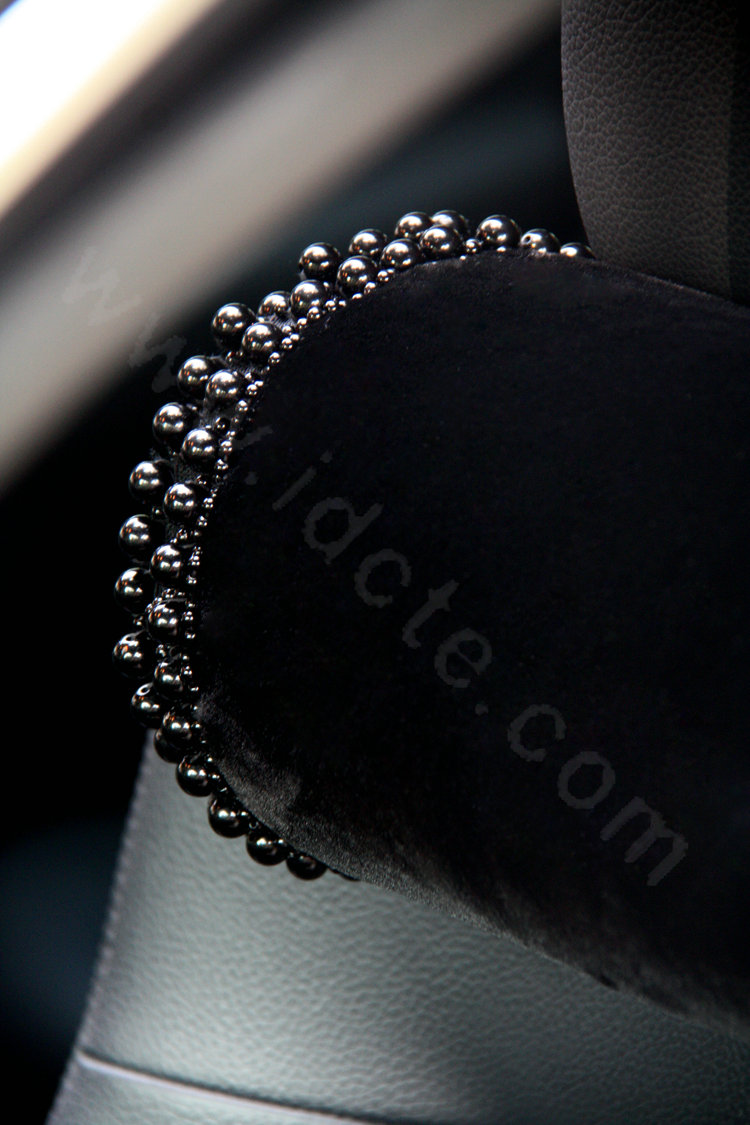 High grade Pearl Genuine Wool Car Lumbar Pillow Back Support Cushion 1pcs - Black