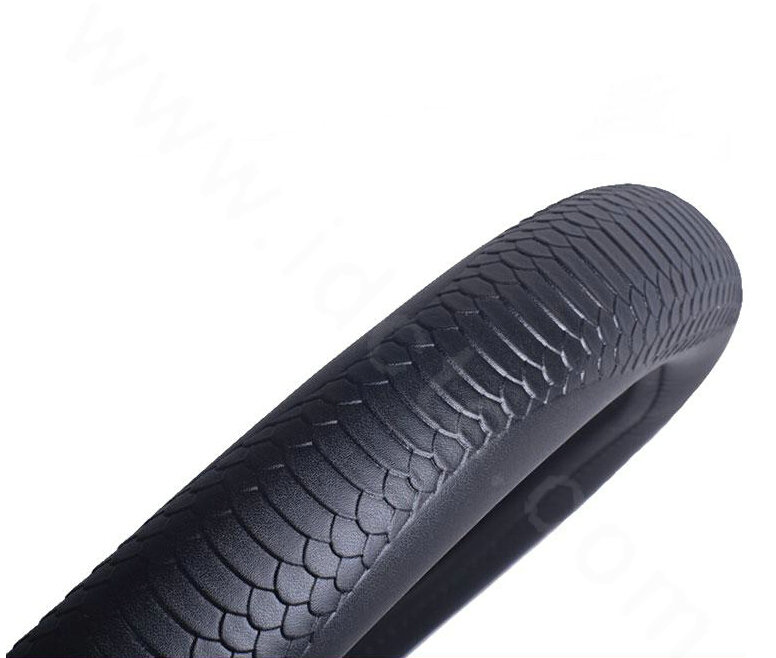 Hot sales Man Genuine Leather Snake Print Car Steering Wheel Covers 15 inch 38CM - Black