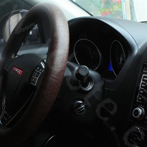 Hot sales Snake Grain PU Leather Car Steering Wheel Covers 15 inch 38CM - Coffee