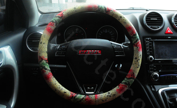 Hot sales Snake Grain PU Leather Car Steering Wheel Covers 15 inch 38CM - Color