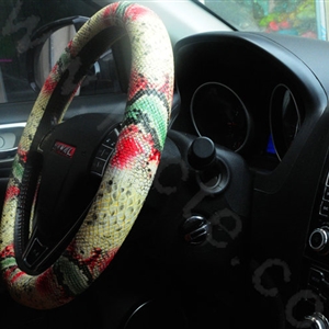 Hot sales Snake Grain PU Leather Car Steering Wheel Covers 15 inch 38CM - Color