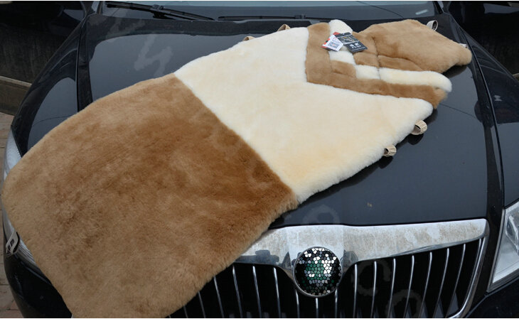 Hot sales Whole Fur Wool Auto Cushion Universal Genuine Sheepskin Car Seat Covers 6pcs Sets - Camel