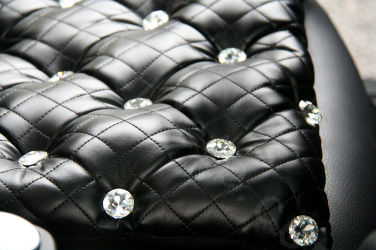 Luxury Diamond Universal Car Seat Cushion Women Bubble Leather Auto Pad 1pcs - Black