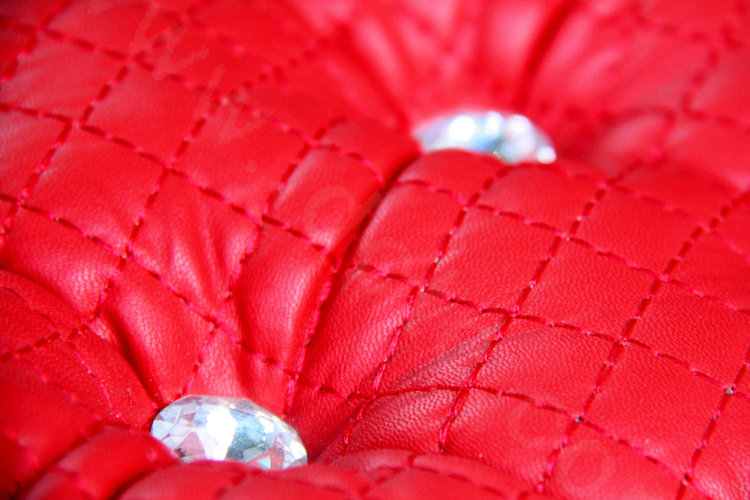 Luxury Diamond Universal Car Seat Cushion Women Bubble Leather Auto Pad 1pcs - Red