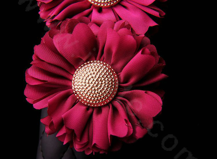 Luxury Flower Rhinestone Leather Car Seat Safety Belt Covers Interior Decoration 2pcs - Rose