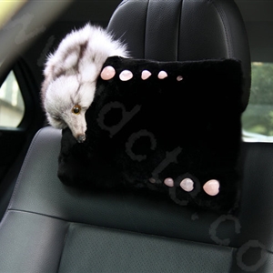 Luxury Fox fur Crystal Genuine Wool Auto Neck Safety Pillow Interior Accessories 1pcs - Black