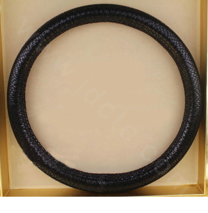 Luxury Genuine Leather Real Snake Skin Car Steering Wheel Covers 15 inch 38CM - Black