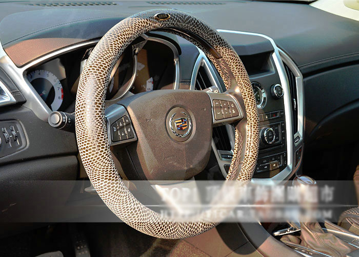 Luxury Genuine Leather Real Snake Skin Car Steering Wheel Covers 15 inch 38CM - Gray