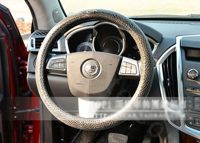 Luxury Genuine Leather Real Snake Skin Car Steering Wheel Covers 15 inch 38CM - Gray