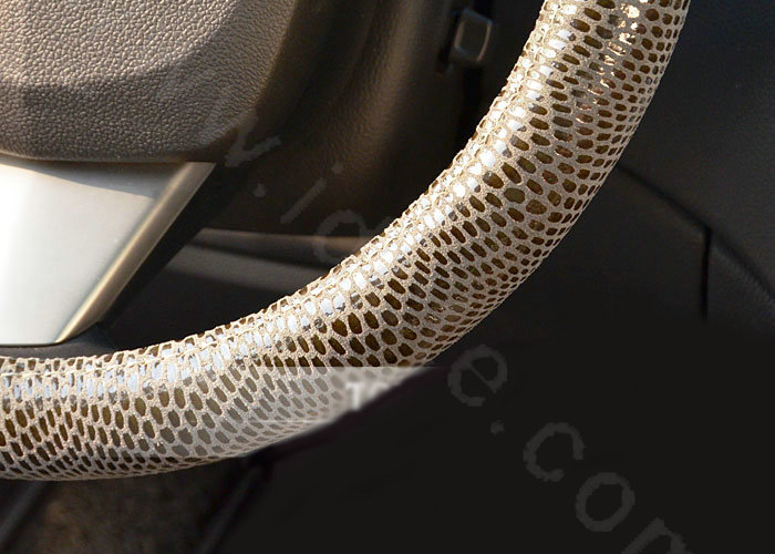 Luxury Genuine Leather Real Snake Skin Car Steering Wheel Covers 15 inch 38CM - Gray
