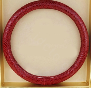 Luxury Genuine Leather Real Snake Skin Car Steering Wheel Covers 15 inch 38CM - Red