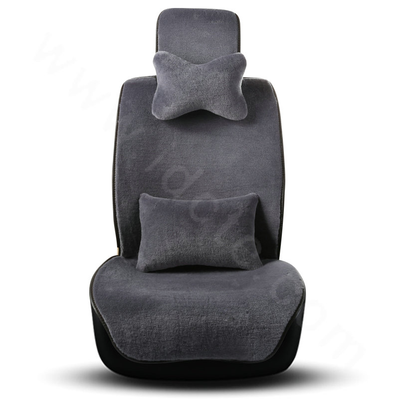 Luxury Genuine Wool Auto Cushion Man Business Casual Universal Car Seat Covers 15pcs Sets - Grey
