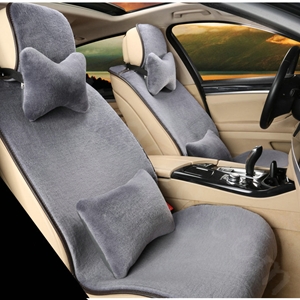 Luxury Genuine Wool Auto Cushion Man Business Casual Universal Car Seat Covers 15pcs Sets - Grey