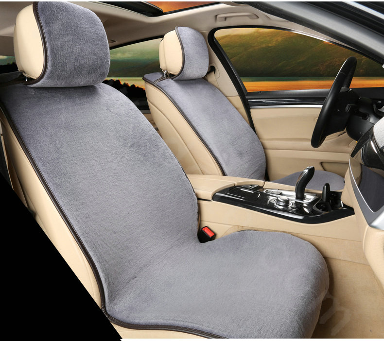 Luxury Genuine Wool Auto Cushion Man Business Universal Car Seat Covers 11pcs Sets - Grey