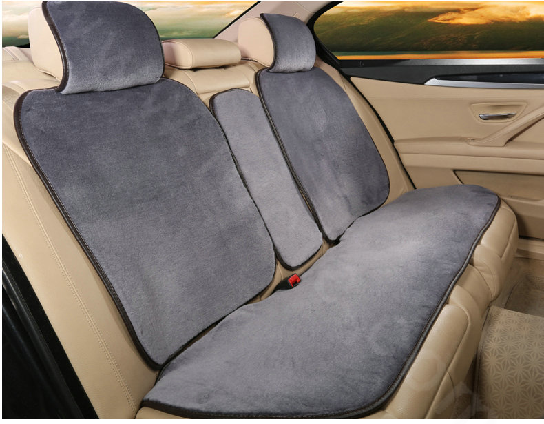 Luxury Genuine Wool Auto Cushion Man Business Universal Car Seat Covers 11pcs Sets - Grey