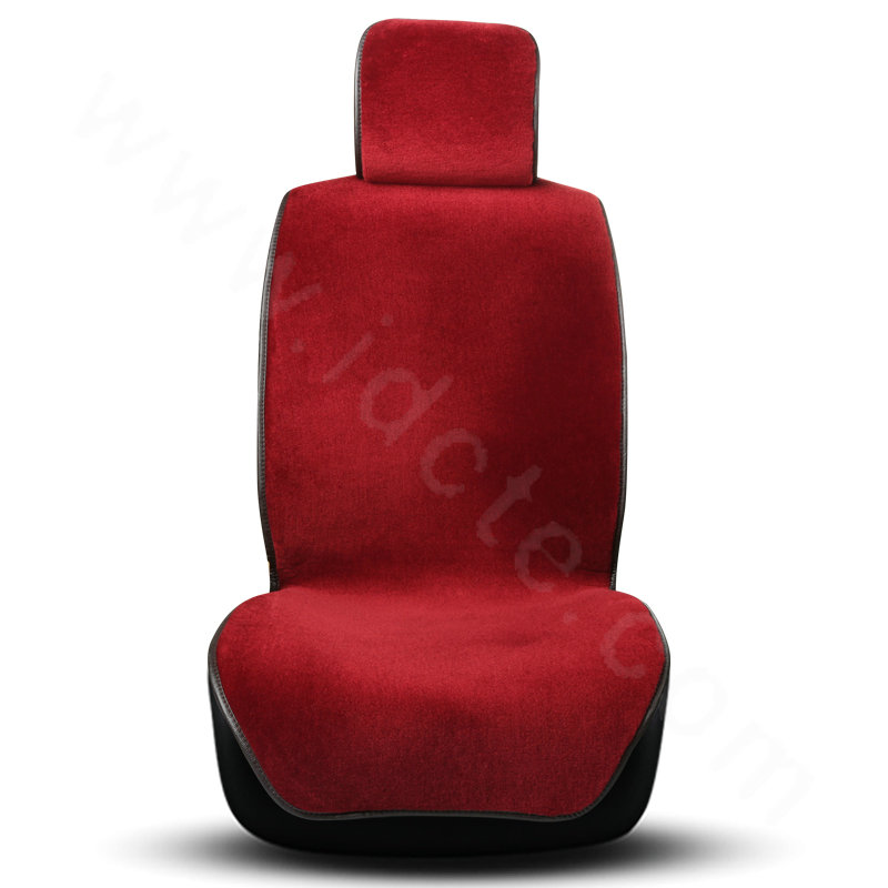 Luxury Genuine Wool Auto Cushion Women Fashion Universal Car Seat Covers 11pcs Sets - Red