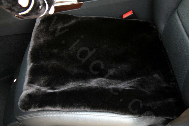 Luxury Genuine Wool Universal Car Seat Cushion Women Winter Auto Pad 1pcs - Black