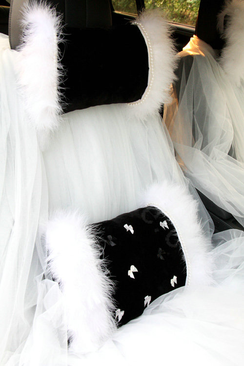 Luxury Genuine Wool With For Fur Auto Neck Safety Pillow Car Accessories 1pcs - Black