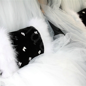 Luxury Genuine Wool With Fox Fur Car Lumbar Pillow Back Support Cushion 1pcs - Black