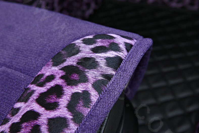 Luxury Leopard Print Female Diamond Universal Car Seat Cushion PU Velvet 10pcs Set - Purple