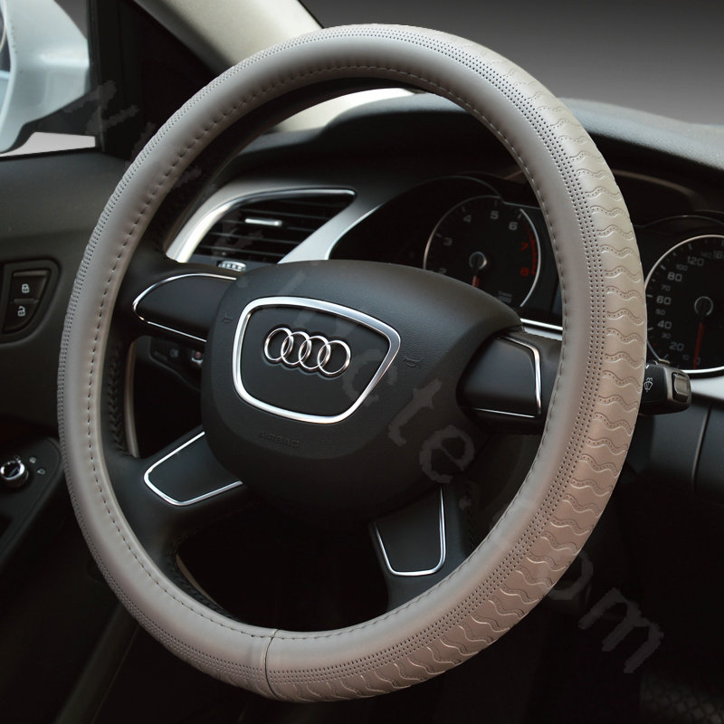 Man Business Snake Genuine Leather Vehicle Steering Wheel Covers 15 inch 38CM - Gray