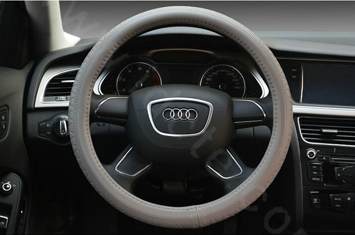 Man Business Snake Genuine Leather Vehicle Steering Wheel Covers 15 inch 38CM - Gray