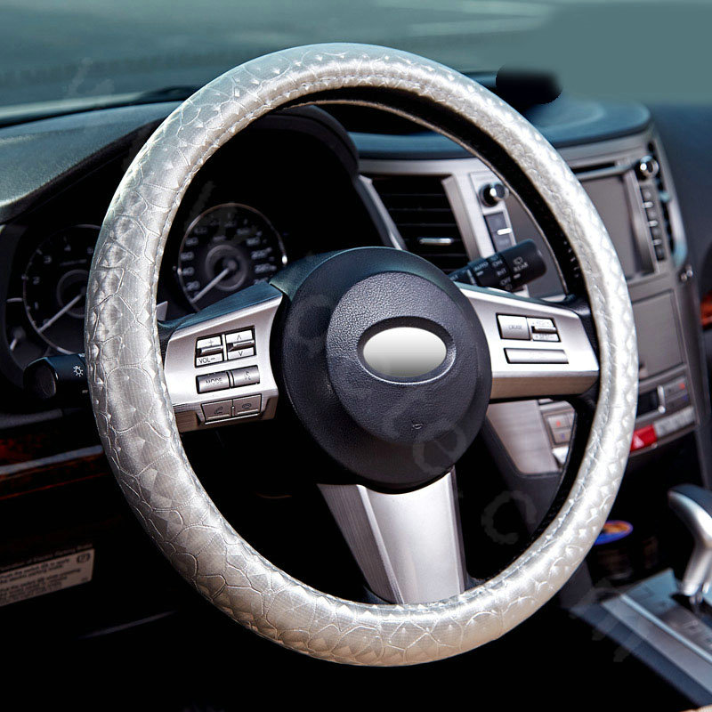 Man Casual Snake Print PU Leather Car Steering Wheel Covers 14 inch 36CM - Gray