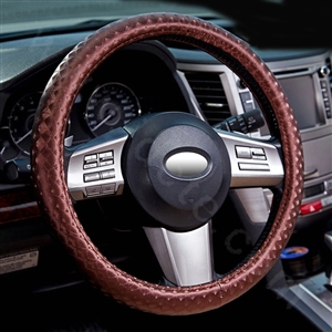 Man Casual Snake Print PU Leather Car Steering Wheel Covers 15 inch 38CM - Coffee