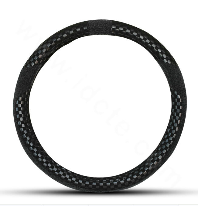 New Arrival Classic Plaid Winter Velvet Car Steering Wheel Covers 15 inch 38CM - Black