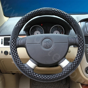 New Arrival Classic Plaid Winter Velvet Car Steering Wheel Covers 15 inch 38CM - Black