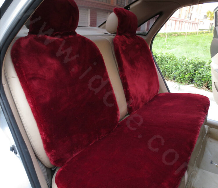 New Flower Design Short Plush Auto Cushion Universal Car Seat Covers For Women 5pcs Sets - Red