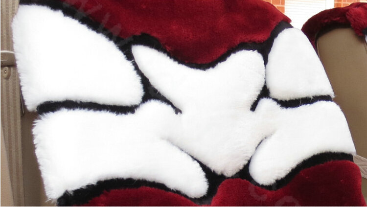 New Flower Design Short Plush Auto Cushion Universal Car Seat Covers For Women 5pcs Sets - Red