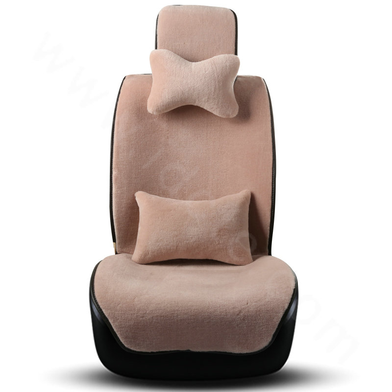 New Luxury Genuine Wool Auto Cushion Women Universal Car Seat Covers 15pcs Sets - Camel