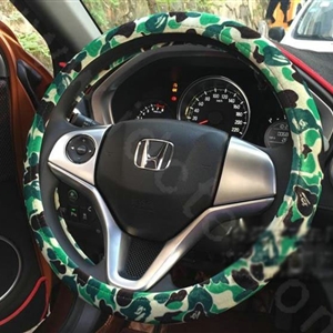 New Man Winter Plush Camo Car Steering Wheel Covers 15 inch 38CM - Green