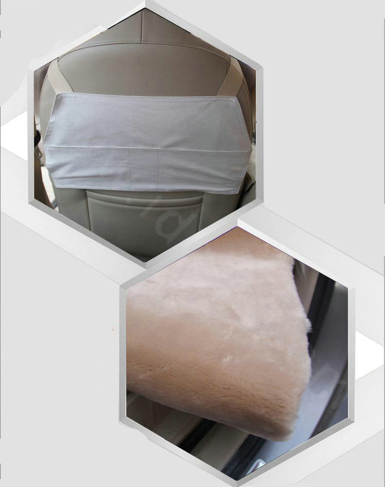 New Style Wool Auto Cushion Universal Genuine Sheepskin Car Seat Covers 4pcs Sets - Beige