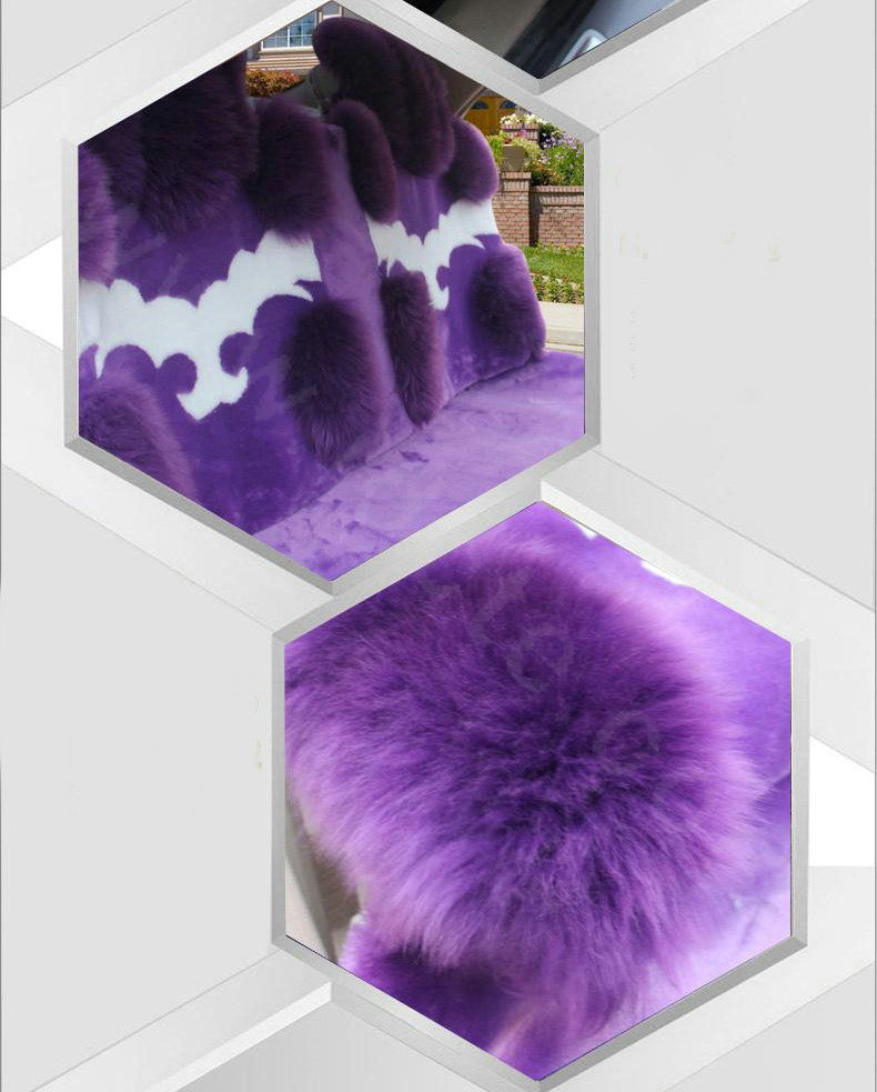 New Style Wool Auto Cushion Universal Genuine Sheepskin Car Seat Covers 4pcs Sets - Purple