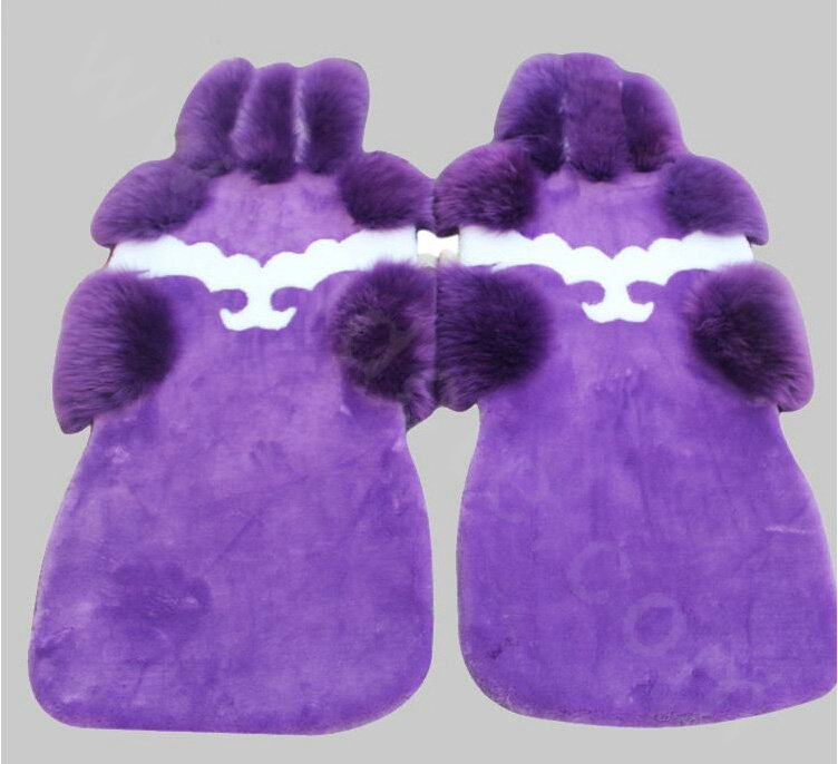 New Style Wool Auto Cushion Universal Genuine Sheepskin Car Seat Covers 4pcs Sets - Purple