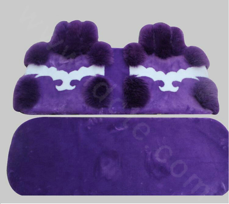 New Style Wool Auto Cushion Universal Genuine Sheepskin Car Seat Covers 4pcs Sets - Purple