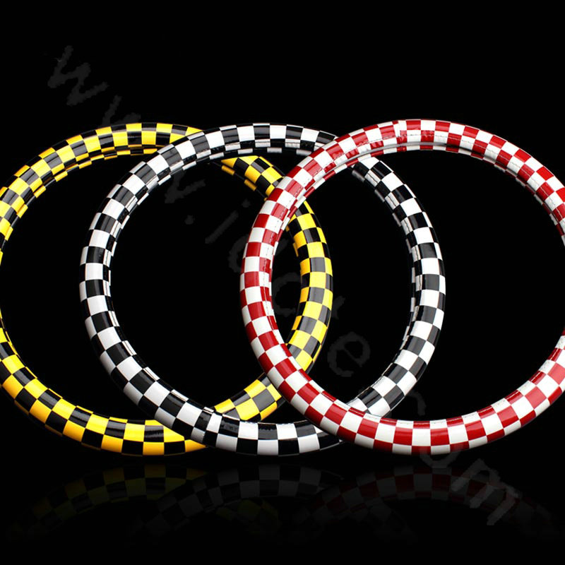 New Women Classic Plaids PU Leather Vehicle Steering Wheel Covers 15 inch 38CM - Yellow