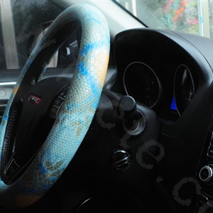 Personality Pattern Snake Print PU Leather Car Steering Wheel Covers 15 inch 38CM - Blue