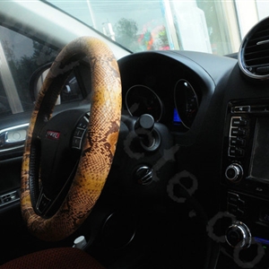 Personality Pattern Snake Print PU Leather Car Steering Wheel Covers 15 inch 38CM - Brown