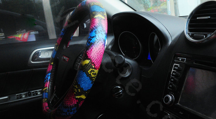 Personality Pattern Snake Print PU Leather Car Steering Wheel Covers 15 inch 38CM - Color
