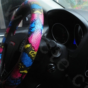 Personality Pattern Snake Print PU Leather Car Steering Wheel Covers 15 inch 38CM - Color