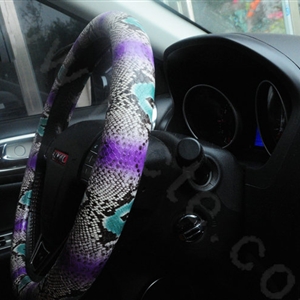 Personality Pattern Snake Print PU Leather Car Steering Wheel Covers 15 inch 38CM - Purple