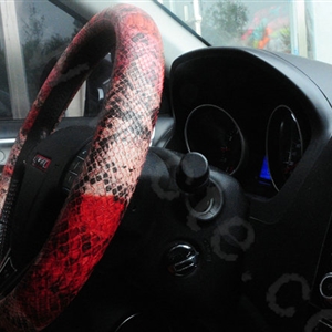 Personality Pattern Snake Print PU Leather Car Steering Wheel Covers 15 inch 38CM - Red