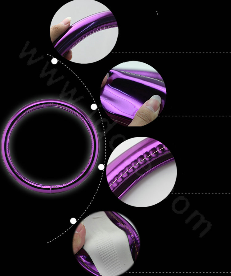 Personality Plating PU Leather Car Steering Wheel Covers 15 inch 38CM - Purple